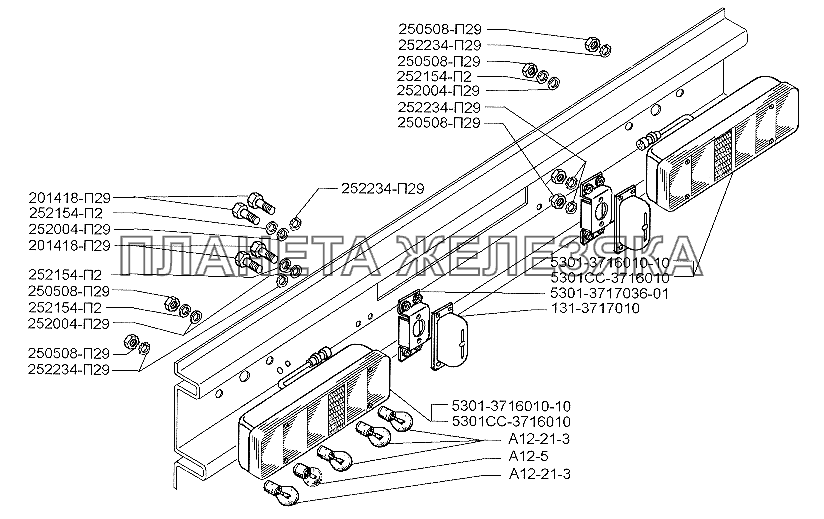 Установка задних фонарей ЗИЛ-5301 (2006)